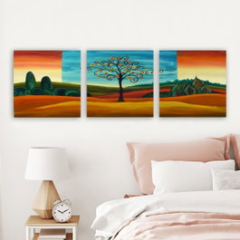 Wallity PDKR10319 Conjunto de 3 Pinturas Decorativas en Lienzo Multicolor